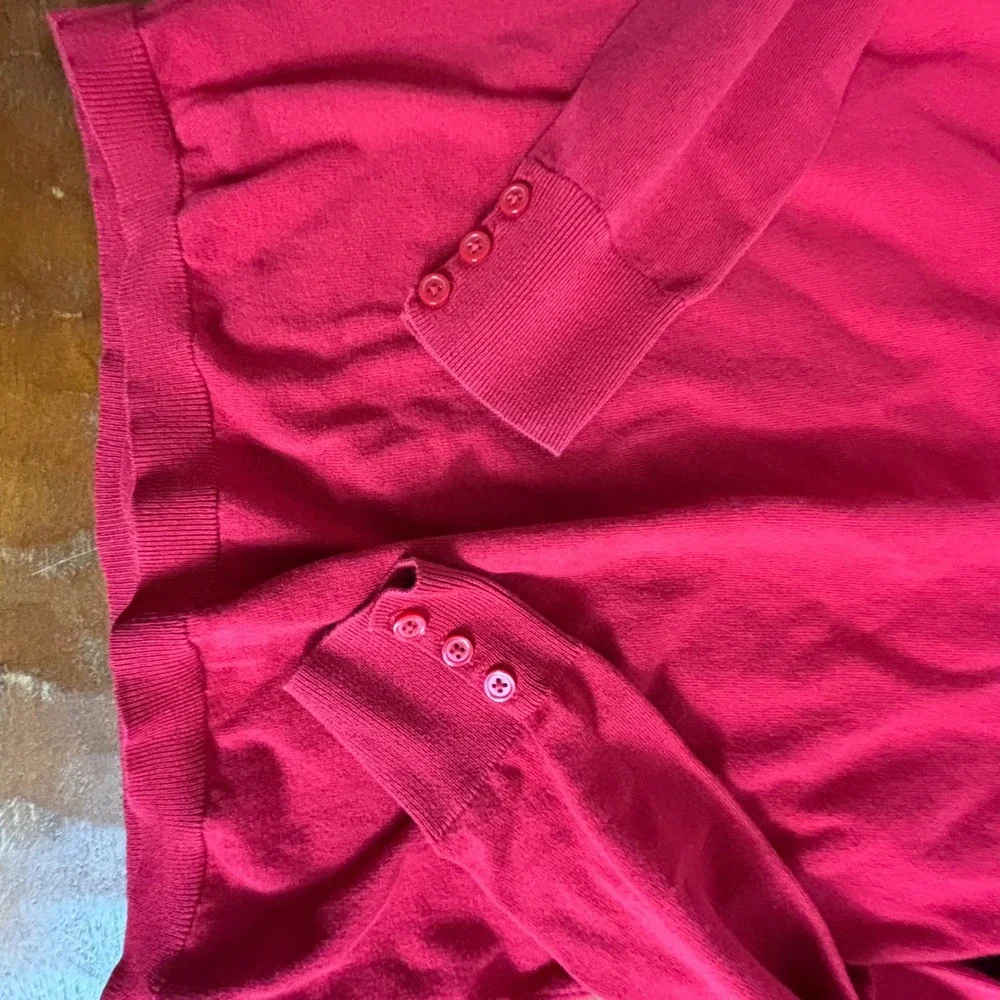 Talbots Red Turtleneck Sweater Long Sleeve Button Cuff Cotton Modal Small VN5272